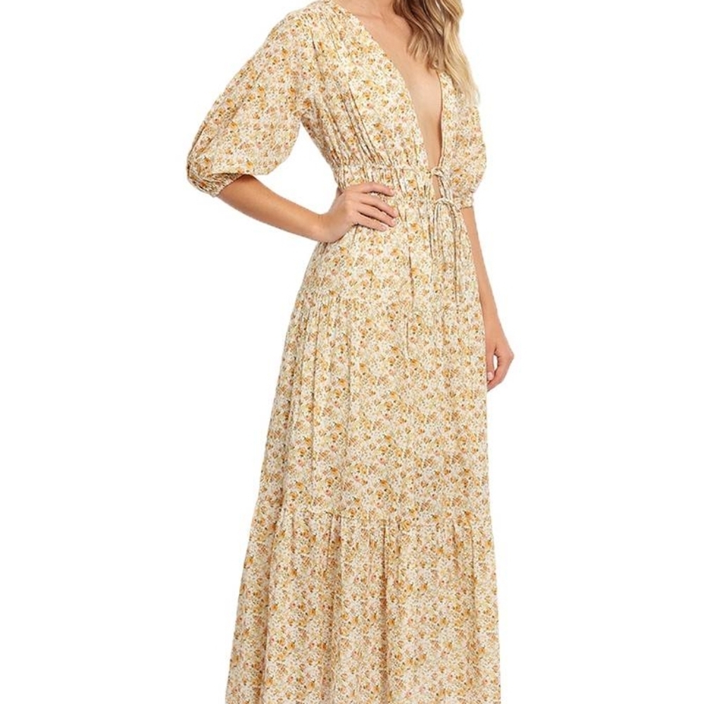 Significant Other cottagecore adele Chic butter yellow Floral Maxi Dress 8 - Picture 4 of 10
